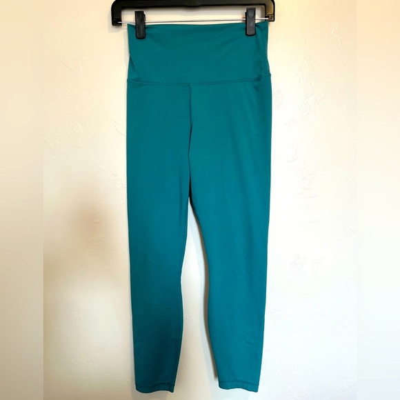 Yogalicious Teal High Waist Squat Proof Lux Ankle Leggings for Women - Picture 2 of 11